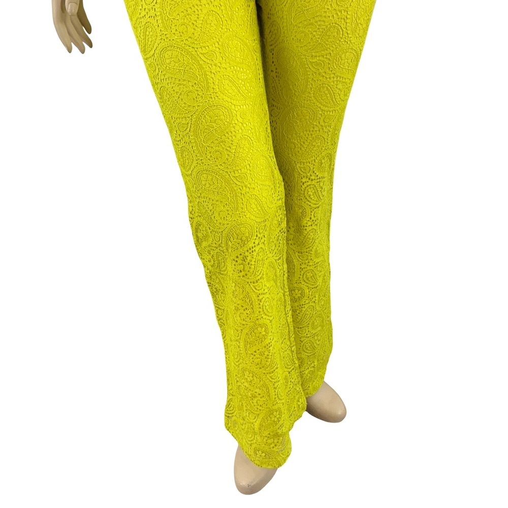 By Anthropologie Flared Lace Pants Yellow Bell Bottom Size 12 - Picture 4 of 8